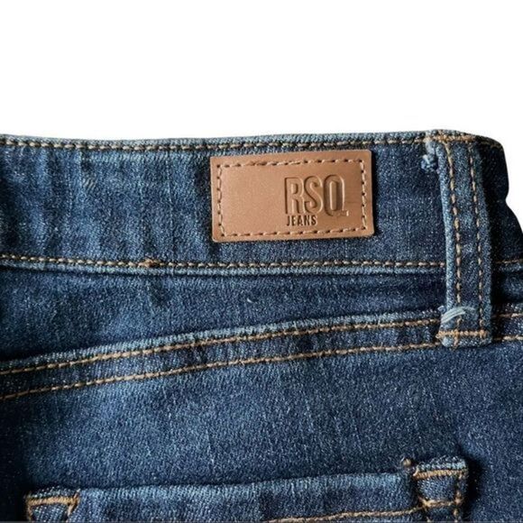RSQ Mid Rise Skinny Exposed Button Ripped Dark Wash Jeans Size 10 - Picture 11 of 12